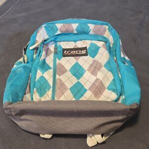 Blue and Gray Argyle Backpack